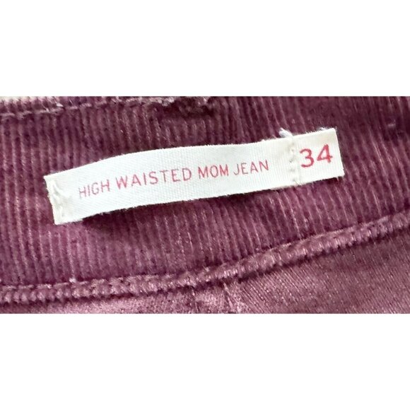 LEVI'S High Waisted Mom Corduroy Jeans Burgundy Maroon Size 34 - Picture 7 of 8
